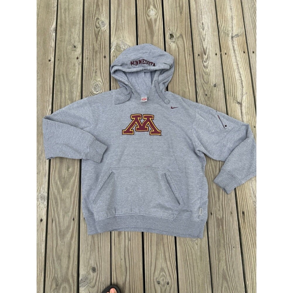 Nike U Of Minnesota Hoodie Men's Large Embroidered Zip Pocket Authentic Apparel